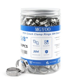 MGYOO 5/8 inch Pex Clamps 200pcs Pex Crimp Rings Single Ear Hose Clamps Stainless Steel Pex Fittings Cinch Clamp Ring for PEX Pipe Tubing