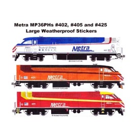 Metra MP36PHs #402, #405 and #425   3 Large 2.5"x8-9" Stickers Andy Fletcher
