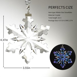 2024 Annual Edition Christmas Snowflake Ornaments Crystal Ornaments Star Christmas Tree Crystal Ornaments Home Hanging Decor Gifts (Clear)
