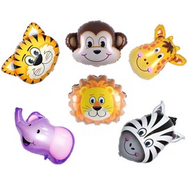 Ximkee Jungle Elephant Giraffe Tiger Lion Monkey Zebra Foil Balloons Kit Zoo Festival Party Supplies Pack of 6 (Jumbo)