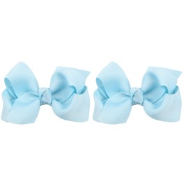 ZOONAI 3 Inch Baby Girl Hair Bows Boutique Hair Clip Teens Toddlers Hairpin Headwear - Set of 2 (Light Blue)