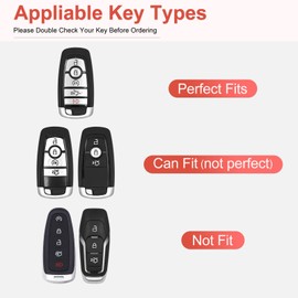 SHANGHONG for Ford Key Fob Cover with Keychain, Leather Crystal Key Case Protector Compatible with Ford Fusion F150 F250 F350 F450 F550 Edge Explorer Smart Remote Key, White