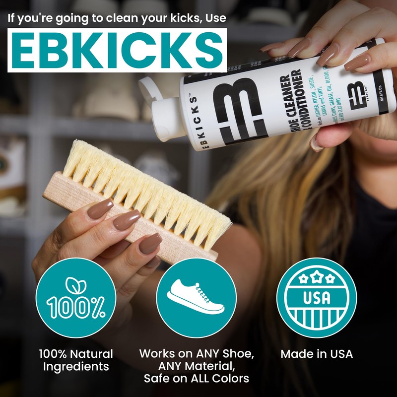 EBkicks Shoe Cleaner Kit with Bottle and Brush + 2