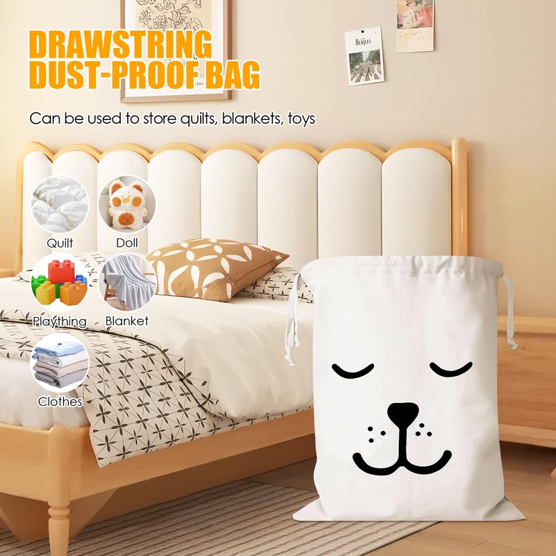 Pack of 2 Cotton Laundry Bags with Practical Drawstring, Laundry
