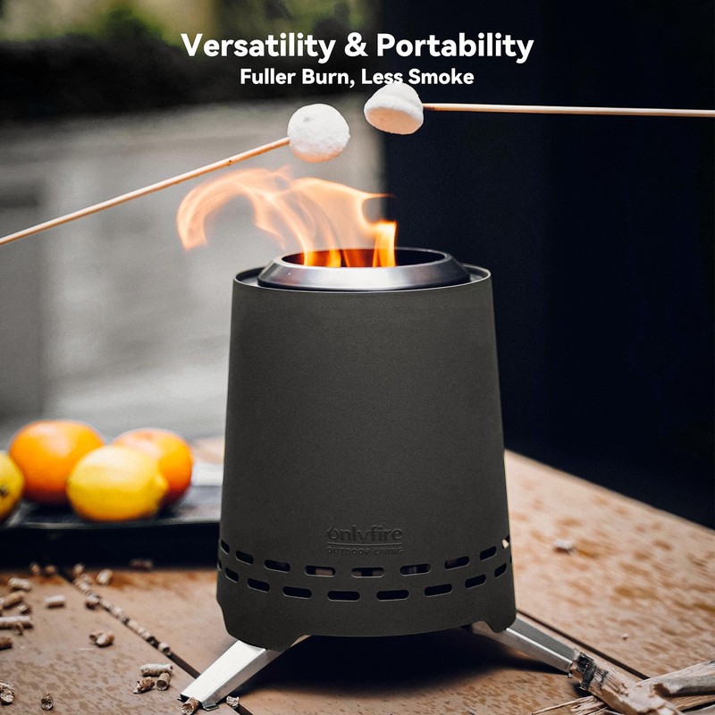 Onlyfire Smokeless Fire Pit with Carrying Bag & Top Bracket,