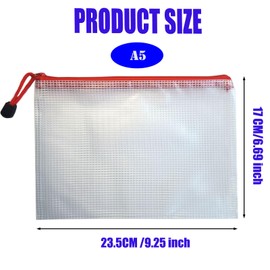 A5 Zip Wallets Plastic Wallets Folder - 16 PCS A5 Zip Lock Bags Zipper File Bags Zipped Mesh Document Wallet Zip Bags for Home School Office Supplies, 8 Colors
