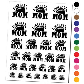 Football Mom Temporary Tattoo Water Resistant Fake Body Art Set Collection - Black (One Sheet)