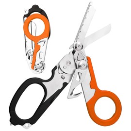 Trauma Shears,6 in-1 Emergency Response Shears,Medical Scissors Trauma Scissors for Outdoor Camping Rescue (Black-Orange)