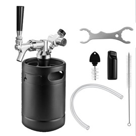 MRbrew 64oz Mini Keg Growler Portable Draft Beer Dispenser System Pressurized Stainless Steel Beer Growler Tap System Home Mini Kegerator, with Professional Beer Tap and CO2 Regulator to Keep Fresh