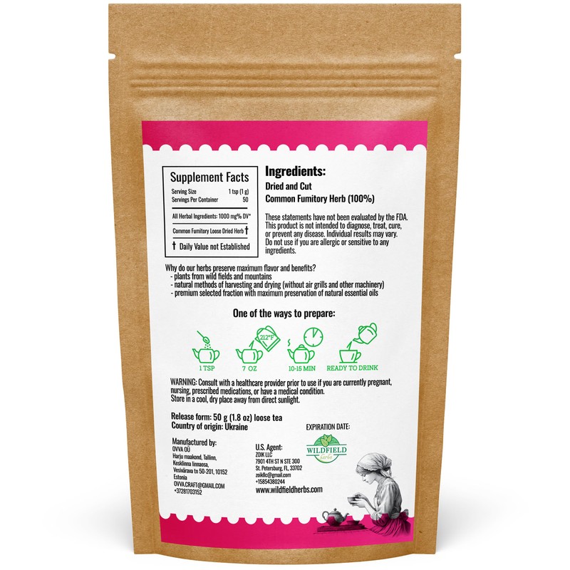1.8 oz Dried Common Fumitory Herbal Tea (Fumaria Officinalis L.)