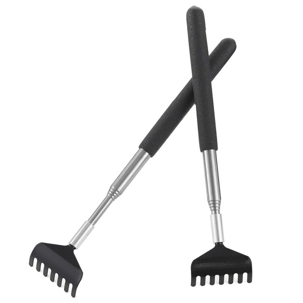upain Set of 2 Extendable Stainless Steel Telescopic Back Scratchers Back Scratcher Scratcher with Extendable Rod Extendable up to 68 cm for Scratching the Head and Back