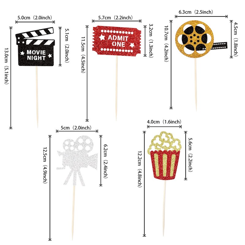 30 piezas de decoración para magdalenas con purpurina para película