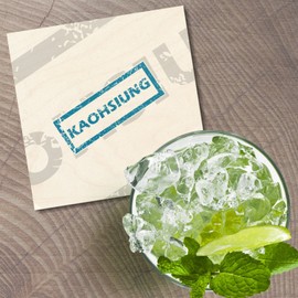 Unbranded Kaohsiung Grunge Travel 4'' X 4'' Square Wooden Coaster