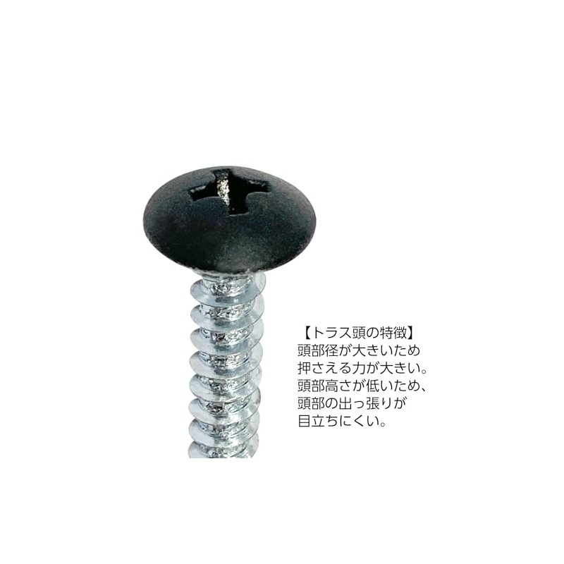 Daido Hanto Truss Head Tapping Screws, Black, Size M4 x