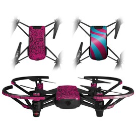 Skin Decal Wrap 2 Pack for DJI Ryze Tello Drone Folder Doodles Fuchsia Drone NOT Included
