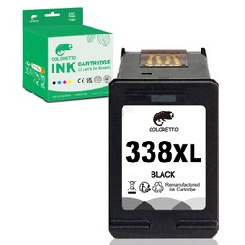 COLORETTO 338XL Black Ink Cartridge Replacement Compatible with HP 338 XL Black for Photosmart 2575 2575v 2610 2710 2713 8150 Deskjet 460c 5740 6540 6840 Officejet 4212 6210 Black ink