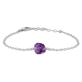 Amethyst Raw Bracelet in Stainless Steel