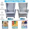 Jusmate Wing Chair Slipcovers 2 Pieces Printed Wingback Chair Covers