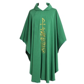 BLESSUME Priest Chasuble Green Embroidered Catholic Church Robe