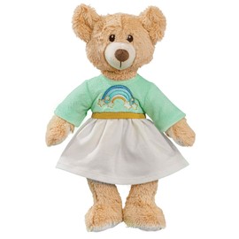 Heless 656 Cuddly Toy Teddy Rainbow Including Dress with Rainbow Embroidery, Approx. 42 cm Teddy Bear to Put on and Take Off, Love and as a Playmate
