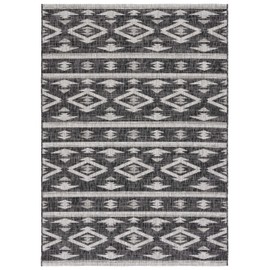 SAFAVIEH Courtyard Collection 8' x 10' Black / Grey CY8863 Indoor/ Outdoor Waterproof Easy Cleaning Patio Backyard Mudroom Area Rug