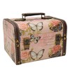 Treasure Chest Box Pink Butterfly Pattern Exquisite Retro Wooden PU