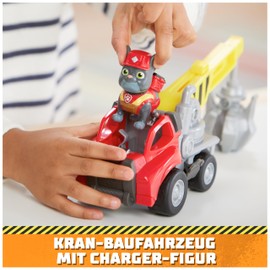 Rubble & Crew Rubble & Crew - Kran-Baufahrzeug mit Charger-Figur (Basis Fahrzeug), Spielzeug für Kinder ab 3 Jahren