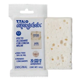 Esponjabon de Concha Nácar Aclarante 2 en 1 T.Taio. Reduce cicatrices y Blanquea La Piel.