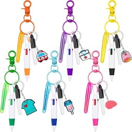 Mini resaltadores de enfermería para carrete de insignia, incluye marcador permanente de 6 puntas y bolígrafo retráctil con clip de llavero de enferme