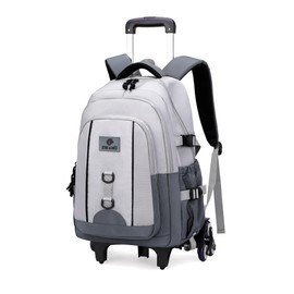 Rolling Backpack for Boys Elementary Middle Junior School, Bookbags Boys Backpack with 6 Wheels, Grey