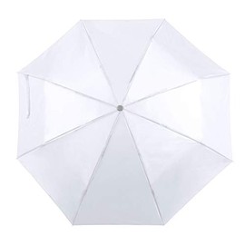 eBuyGB Unisex's Mini Folding Compact Pocket Umbrella Manual Opening Telescopic Wedding Lightweight Brolly with Carry Handle Strap and Colour Matchin Protective Sleeve, White, 41"