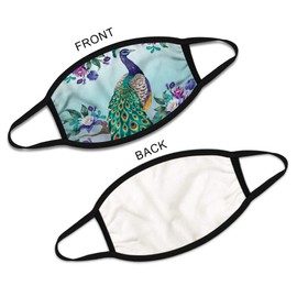WIRESTER Unisex Cloth Face Mask Washable and Reusable, 2 Layer Fabric Face Cover Fashionable Design, Peacock Flowers