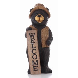 Hi-Line Gift Ltd Bear Standing with Welcome Sign Statue