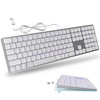 White Aluminum Backlit Keyboard for Apple Mac OS,Plug-N-Play, USB-A/USB-C Wired