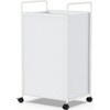 White Laundry Basket Hamper with Wheels, Large Square Tall Rolling