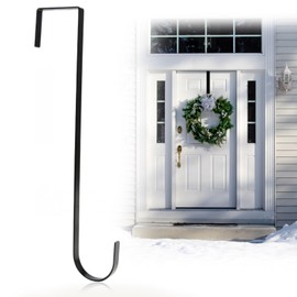 Over Door Hanger Door Hooks, Over Door Hook Wreath Hanger for Front Door, Black Over Door Coat Hooks Multifunctional Door Coat Hanger for Desktop Wardrobe Drawer Kitchen Garden