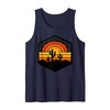 Desert Sunset Cactus Framed In Barbed Wire Westerncore Tank Top