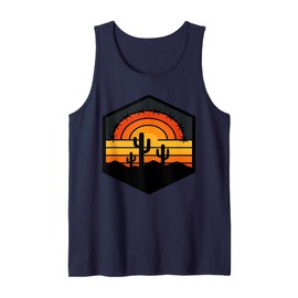 Desert Sunset Cactus Framed In Barbed Wire Westerncore Tank Top