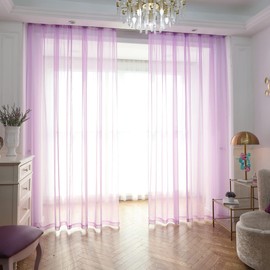 Cortinas transparentes de 84 pulgadas de largo, 42 pulgadas de ancho, juego de 2 paneles de cortina transparente semitransparente, bolsillo básico para barra para recámara, niños, sala de estar,