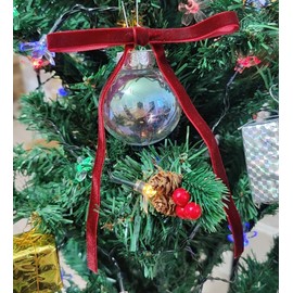 24 Pack Velvet Christmas Tree Bows Rustic Crafts Gift Bows 5 * 7 inch Velvet Ribbon Bows Door Garland Wreath Bow for Christmas Decor (Wine Red, 24 pcs)