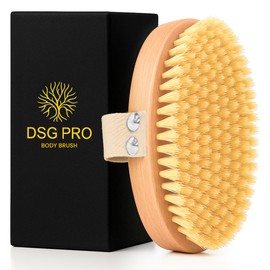 DSG PRO Firm Exfoliating Body Brush – Beech Wood & Sisal Bristles – Dry Brushing, Lymphatic Massage & Cellulite Remover Brush – Bath & Shower