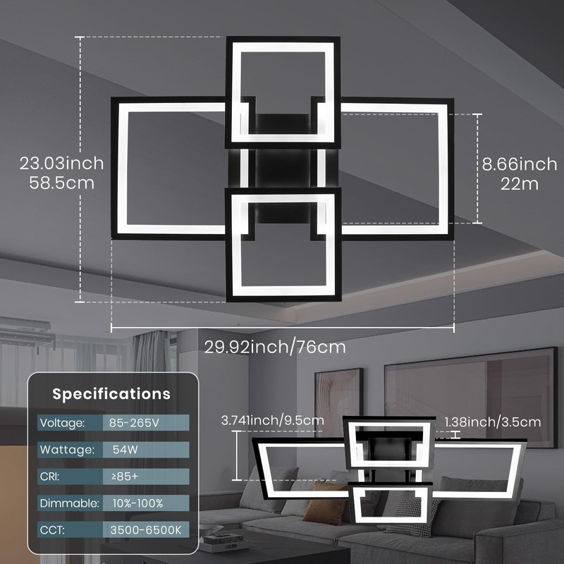 EIDISUNY Modern LED Ceiling Light, Square LED Flush Mount Ceiling