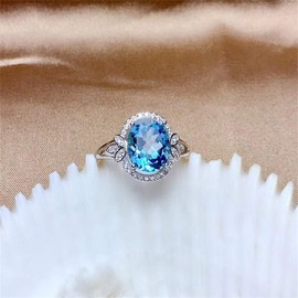 925 Sterling Silver Fashion Sapphire Ring Oval Perfect Cut Solitaire Cubic Zirconia Rings CZ Eternity Engagement Wedding Band Ring for Women TZ.15 (US Code 6)