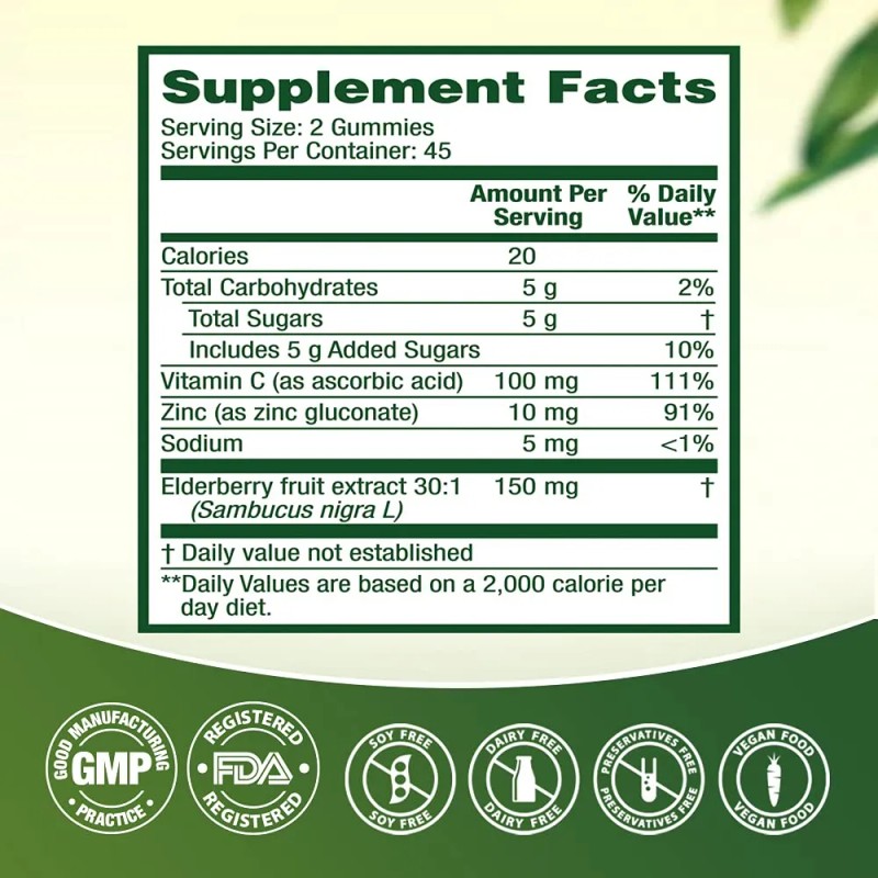 Nutraa2z Gomitas De Saúco 150mg Con Vitamina C Y Zinc