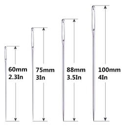 MYSY Big Eye Long Sewing Needle, 20pcs Large Eye Embroidery Needles, 4 Sizes Sharp Point Stitching Needles 2.3" 3" 3.5" 4"