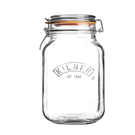 Kilner Square Clip Top Jar, Durable Glass Container with Airtight Seal for Home-canning, Preserving, and Storing, 68-Fluid Ounces