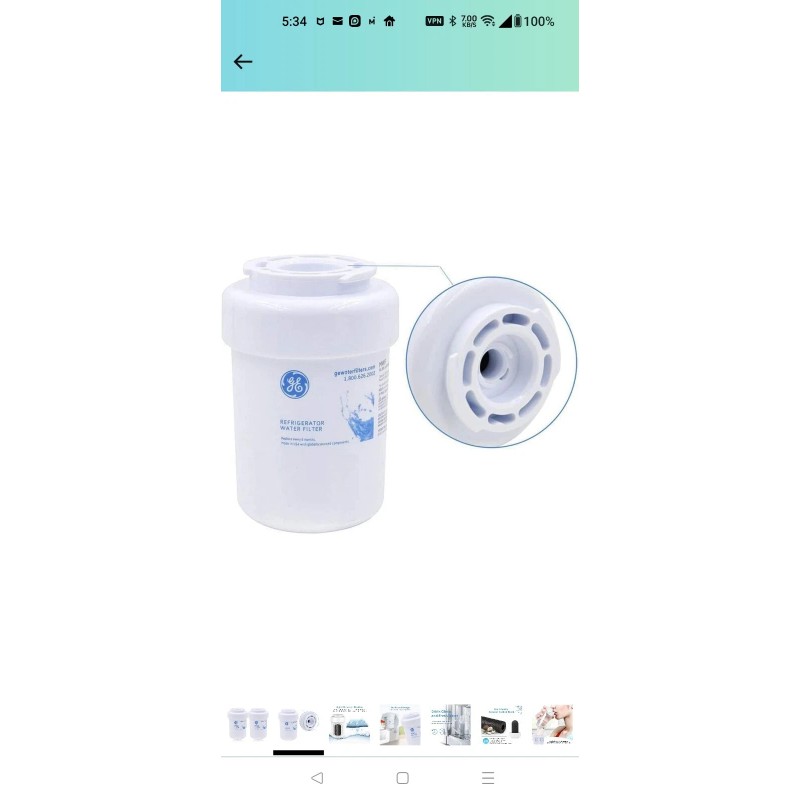 GE MWF Water Filter - White. P/N 101344 0110