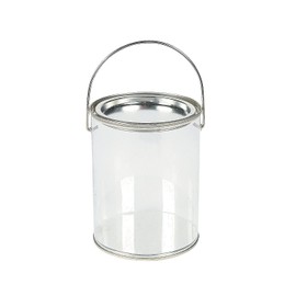 Clear Paint Can Containers with Metal Lids (Set of 6 Plastic Buckets) Great for Party Favors, Decor and DIY Projects
