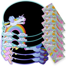 TE-Trend Pack of 6 Children's Chalkboard with Unicorn Motif, Colouring Board with Colouring Chalk, Party Bag, Gift Set, Multicoloured