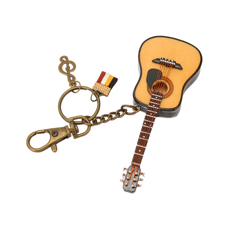 Mini Guitar Model Keychain Function Smoothing Wood Rich Details Miniature